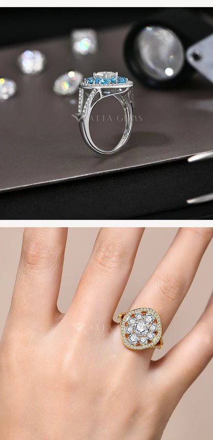 3.38CTW Round Cut Moissanite Rings for Women S925 Silver 18K Gold Plated Handmade Wedding Bride Fine Jewelry Gifts New