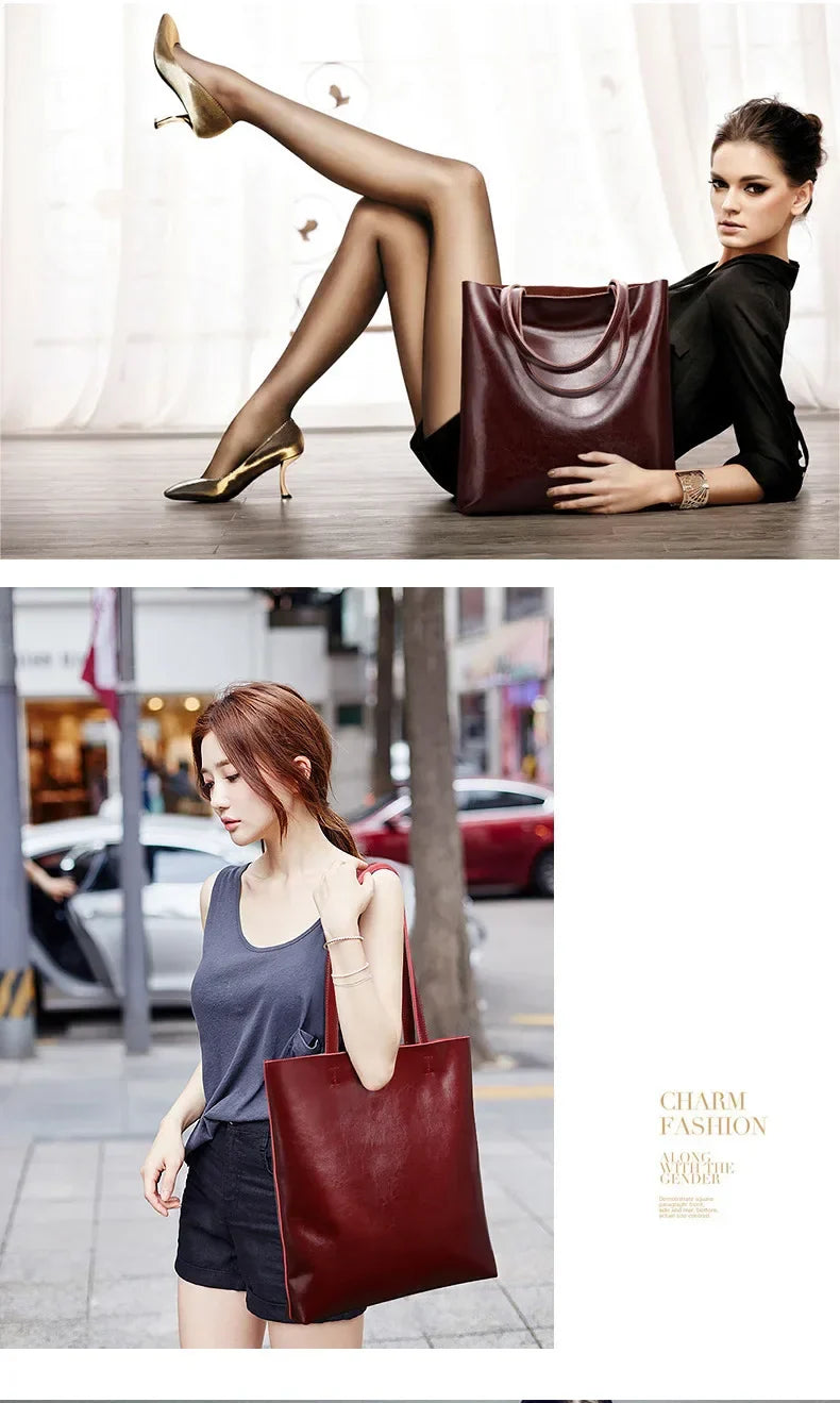 Women Genuine Leather Shoulder Bags Retro Fashion Designer Bag Large Capacity Female Versatile Tote Bag Portable Phone Bag Girl