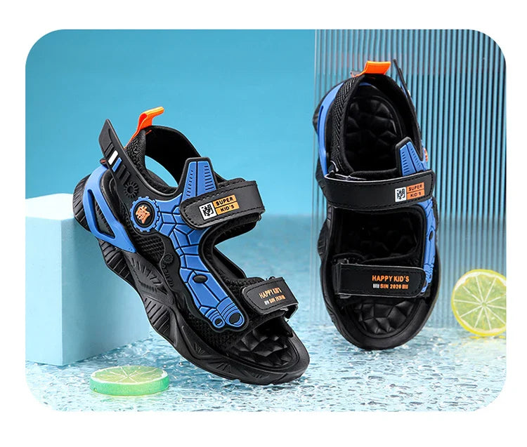 Summer Kids' Sandals Boys Soft Bottom Casual Beach Shoes School Students Comfortable Flat Walking Sandials