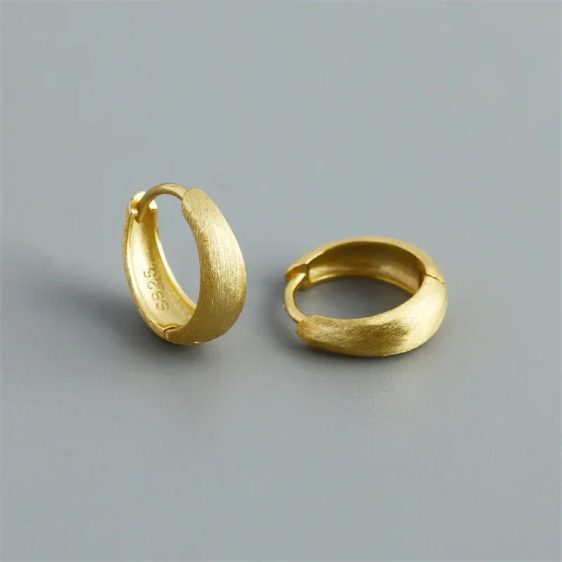 925 Sterling Silver Simple Statement Matte Large Huggies Hoop Earrings for Men Women Fine Gothic Punk Charms S925 Jewelry