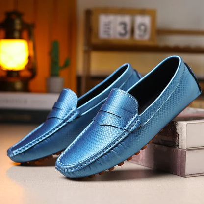 Fashion Men Leather Casual Shoes Soft Lightweight Breathable Slip-on Mens Driving Shoes Comfortable Loafers Moccasins