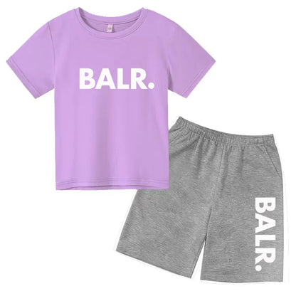 Kids T-shirt Summer Sunshine Brand Monogram Print Short Sleeve+Shorts 2P Boys Girls Toddler 3-12years Leisure Sports Jogging Set
