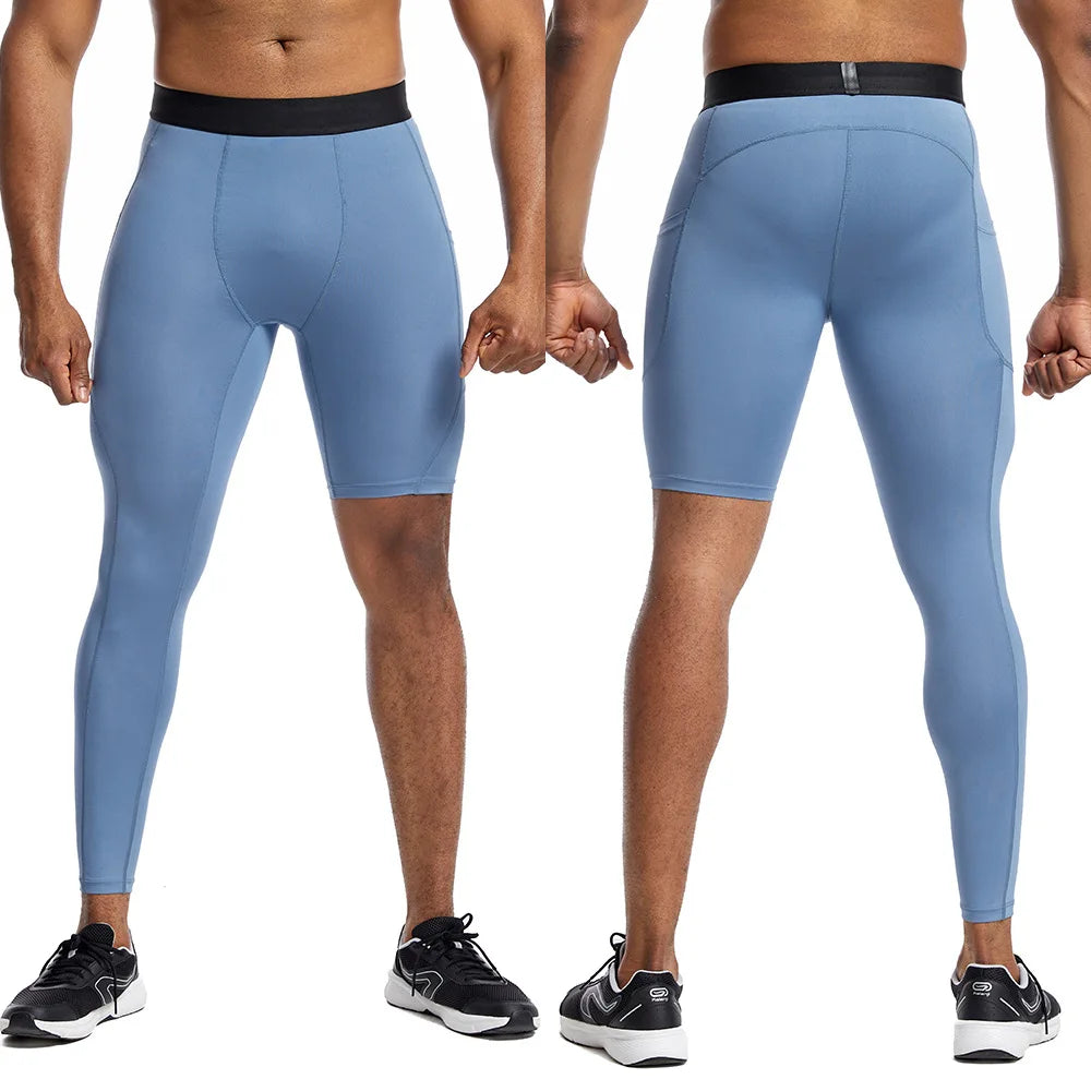 Men's compression sports pants fast drying fitness sports pants running tight pants training tight pants black red gray line