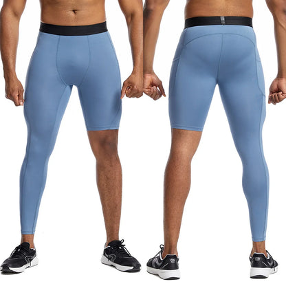 Men's compression sports pants fast drying fitness sports pants running tight pants training tight pants black red gray line