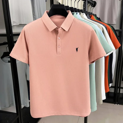 Luxury brand pony embroidery short sleeve polo shirt summer breathable solid color casual men T-shirt fashion high-end Paul top