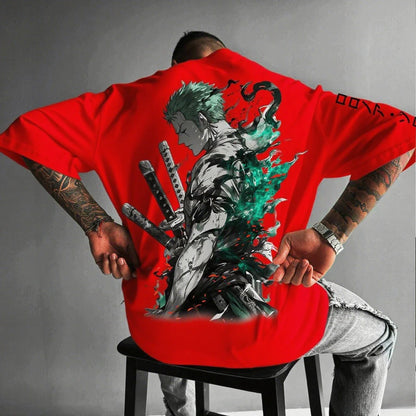 One Piece Zoro Anime Men's Short Sleeve T-shirt New Summer Cotton Streetwear Casual Top Graphic Tee Oversized Y2k Clothes Unisex