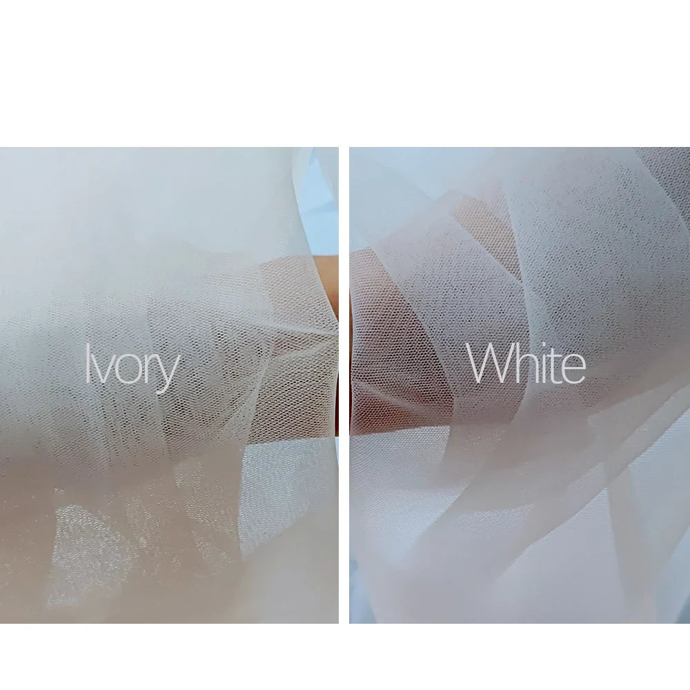 Women Pleated Tulle Sheer Wrap Wedding Bridal Off the Shoulder Stole Elegant Formal Shawl with Button Ivory Customizabl