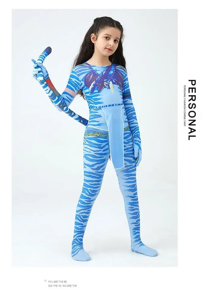 Avatar Costume for Kids Cosplay Alien Child Boy Girl Avatar The Way of Water Christmas Halloween Masquerade Party Dress Up