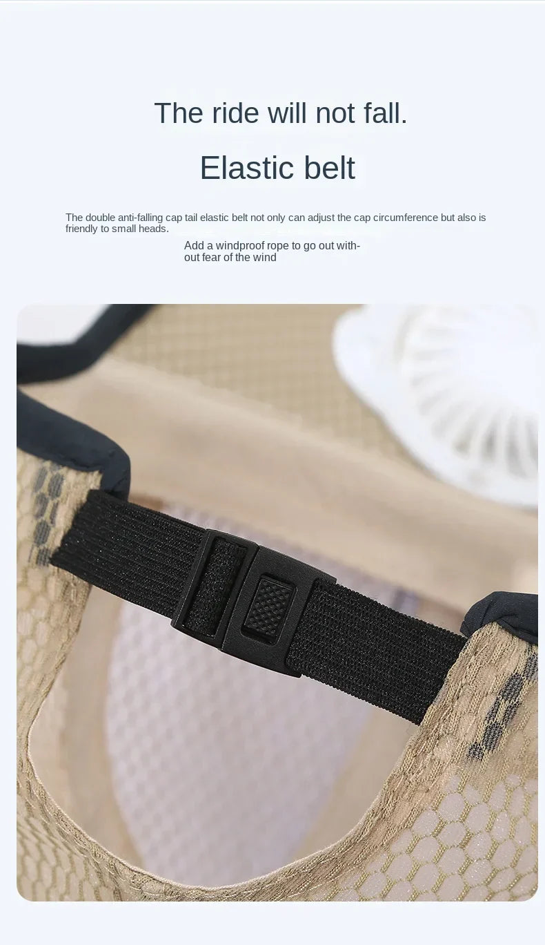 Outdoor Mesh Cap Solar Powered Charging Fan Cap Summer New Style Breathable Sunshade Sun Protection men's women's Adults Mz126