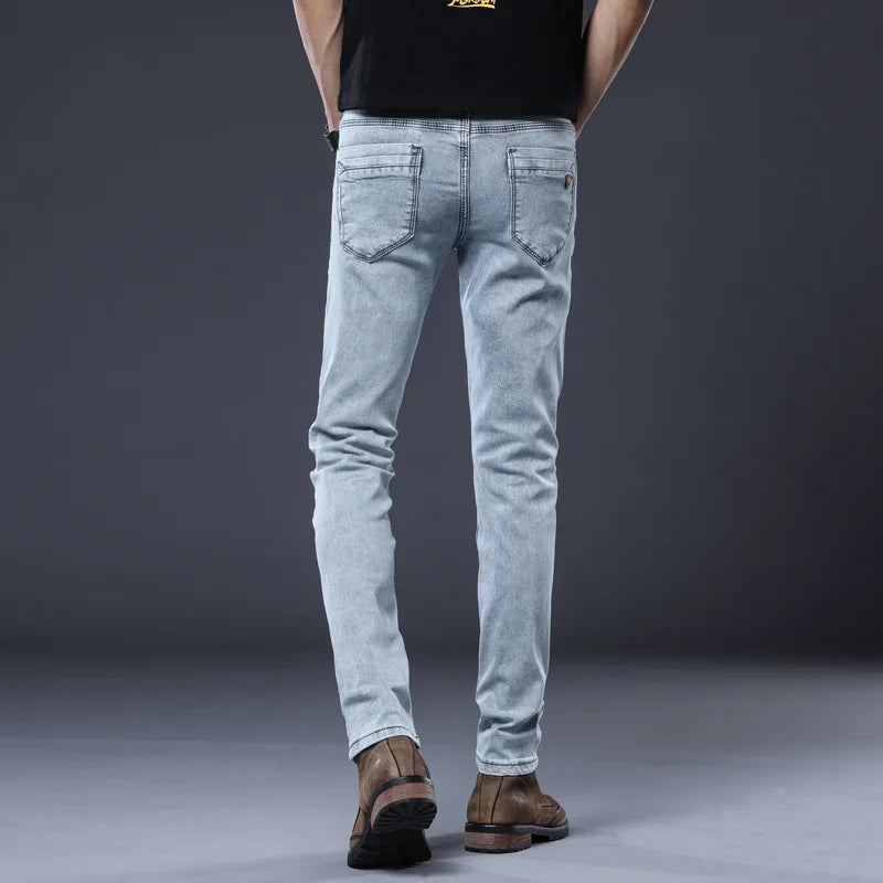 ICPANS Skinny Denim Jeans Men Slim Fit Stretch Mens Jeans Pant Gray Blue 2025 New