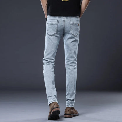 ICPANS Skinny Denim Jeans Men Slim Fit Stretch Mens Jeans Pant Gray Blue 2025 New