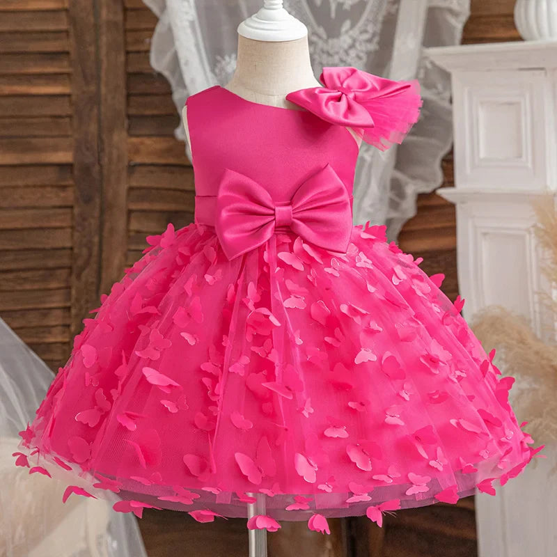 Girl Princess Dress Kid Clothes Party Birthday Outfits Evening Party Tulle Dress Wedding Wear Summer Bowknot Dress