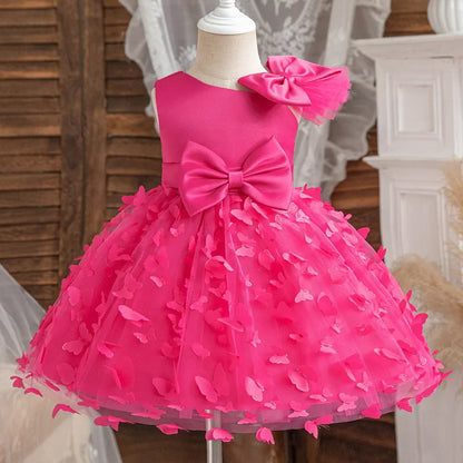 Girl Princess Dress Kid Clothes Party Birthday Outfits Evening Party Tulle Dress Wedding Wear Summer Bowknot Dress