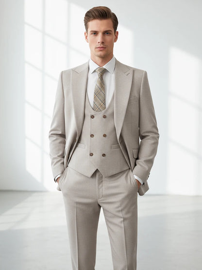 high quality men suits 3 piece set elegant slim fit formal office and leisure banquet groomsman set groom's suit