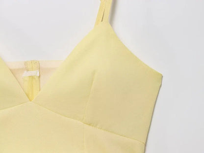 Yellow Puffy Mesh Tops for Women Strap Ruffle Crop Top Woman Sexy Backless Tulle Top Female Summer Camisole Mini Top Women