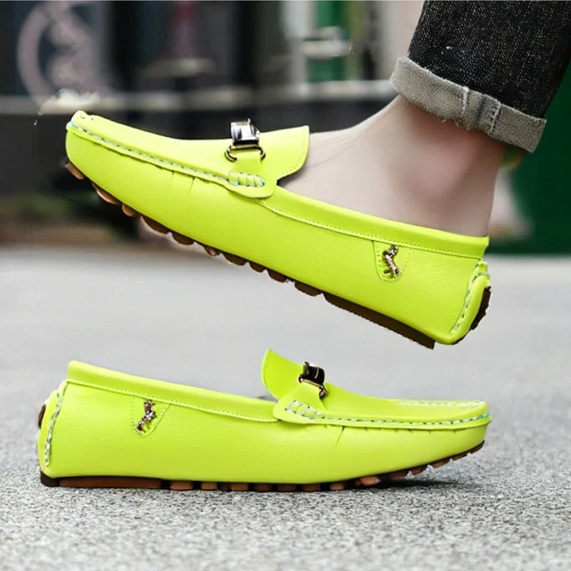 Shoes Men Handmade PU Leather Loafer Casual Driving Flats Slip-on Shoes Luxury Comfy Moccasins White Loafers Shoes for Men