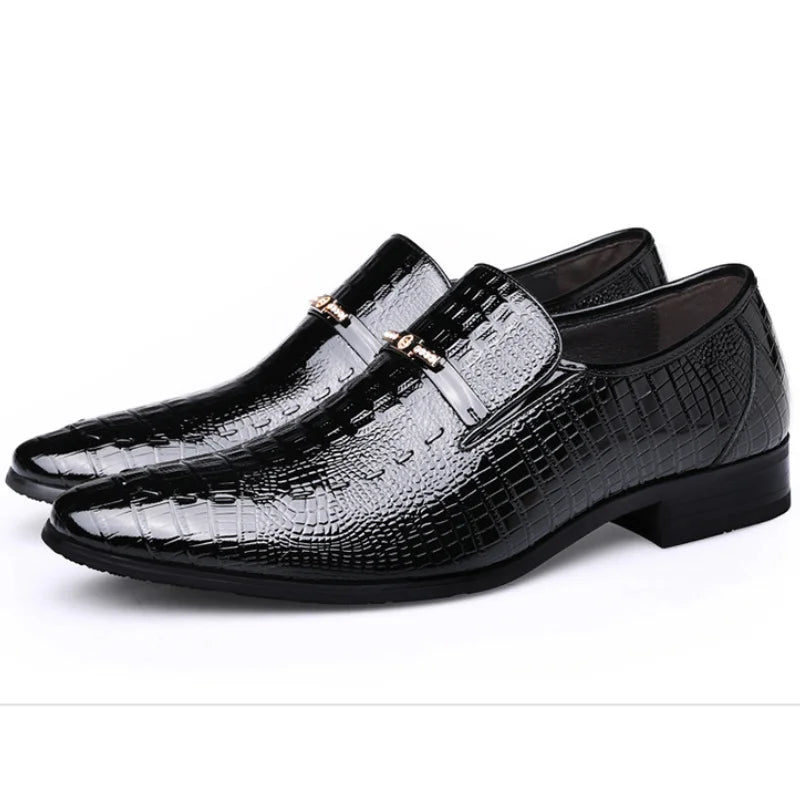 Classic Dress Shoes for Men Leather Shoes PU Crocodile Business Casual Formal Sneakers Plus Size Office Wedding Party Oxfords