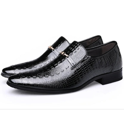 Classic Dress Shoes for Men Leather Shoes PU Crocodile Business Casual Formal Sneakers Plus Size Office Wedding Party Oxfords