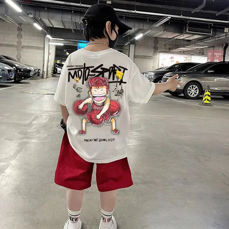 Shohoku Cotton Boys Clothes Sets Summer T-Shirt + Short Pants 2PCS Sport Basketball Kids Clothing Children Outfits 6 8 10 12 14