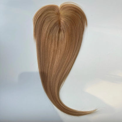 Human Hair Topper For Women Toppers With Bangs Clips In Hairpieces 100% Human Hair Wigs Natural Straight Hair Blonde Silk Base