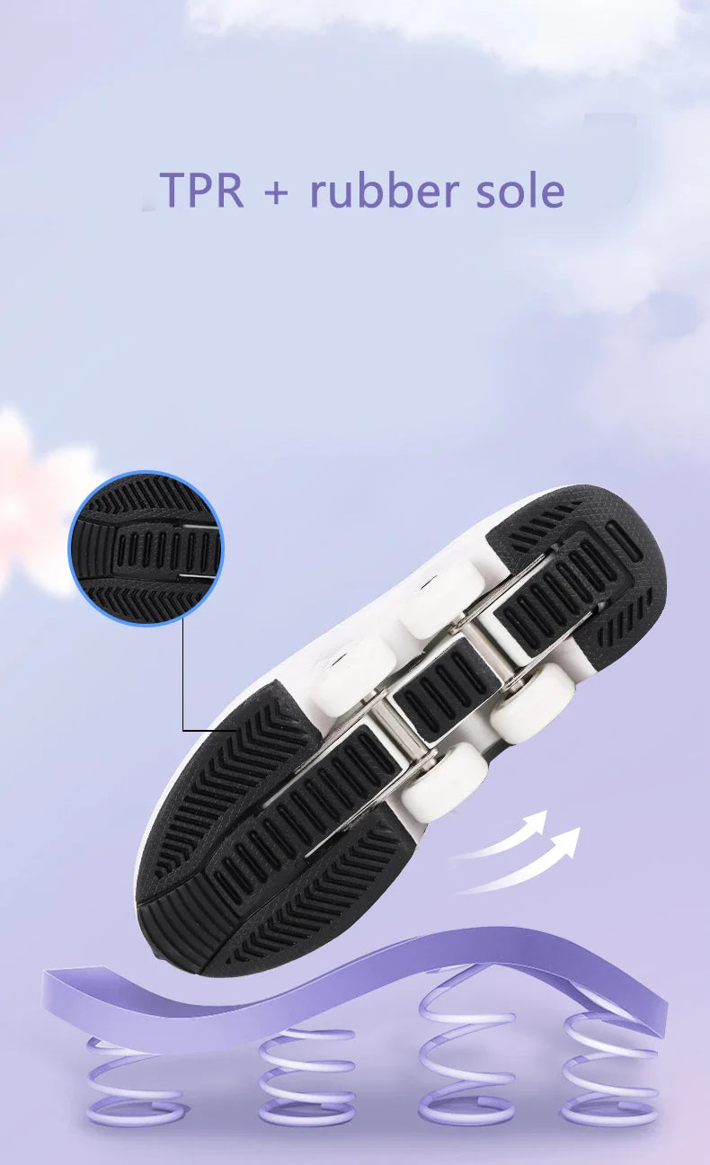 Children Wheels Shoes Roller Sneakers With 4 Wheels Skates Adult Runaway Parkour Deformation Shoes For Women Men Youth Kids Gift