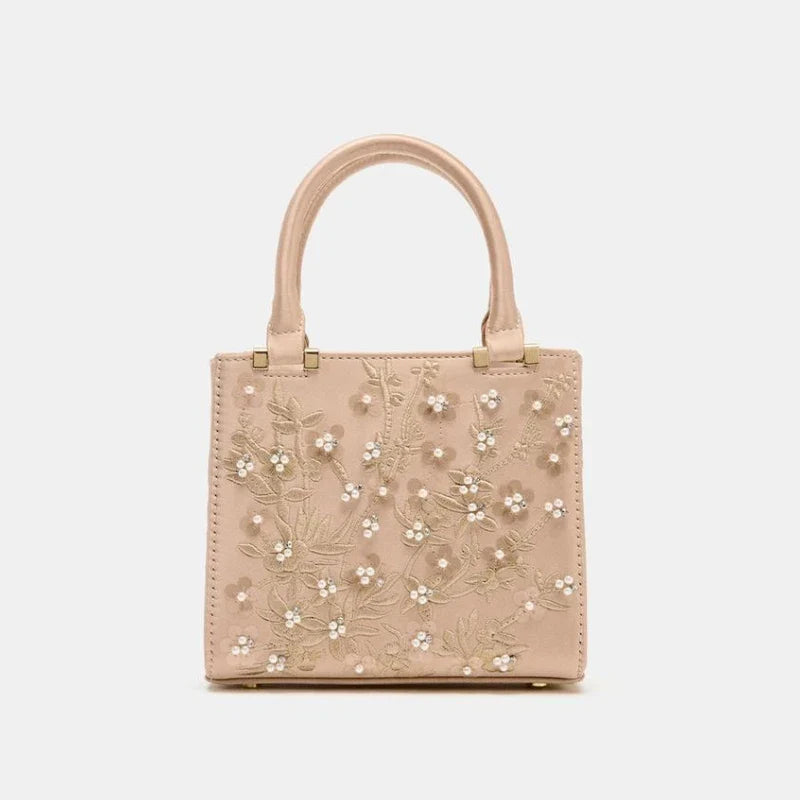 Bolsa Tote Mini Duffel Pérola, Bolsa Transversal Feminina com Correntes, Bolsa Pequena Elegante Designer de Luxo Feminina