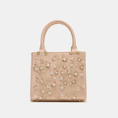 Bolsa Tote Mini Duffel Pérola, Bolsa Transversal Feminina com Correntes, Bolsa Pequena Elegante Designer de Luxo Feminina
