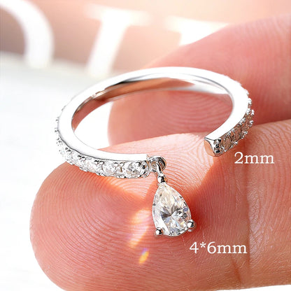 0.5CT Pear Cut All Moissanite Ring for Women Girlfriend Gifts Luxury Jewelry Lab Diamond Wedding Band 925 Sterling Silver