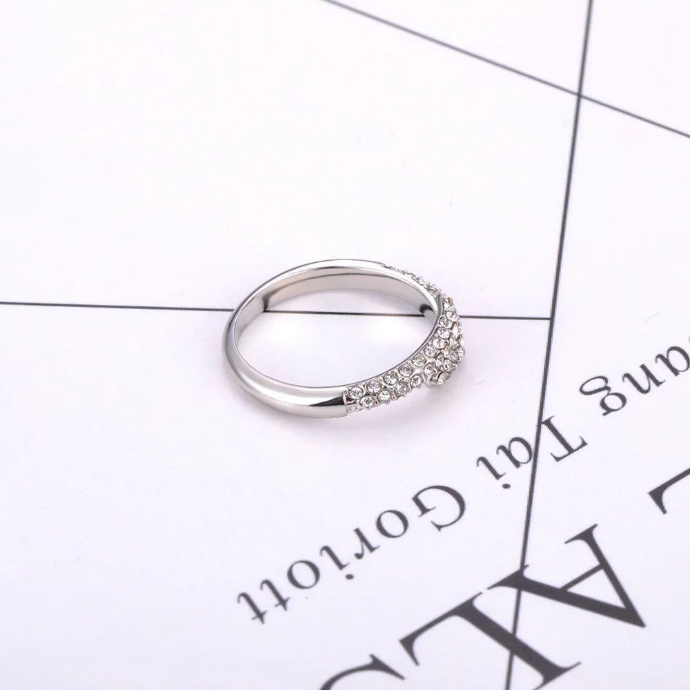 Luxury Shiny Cubic Zirconia Exquisite Stainless Steel Open Ring Adjustable Trendy Waterproof Jewelry anillos mujer R24003