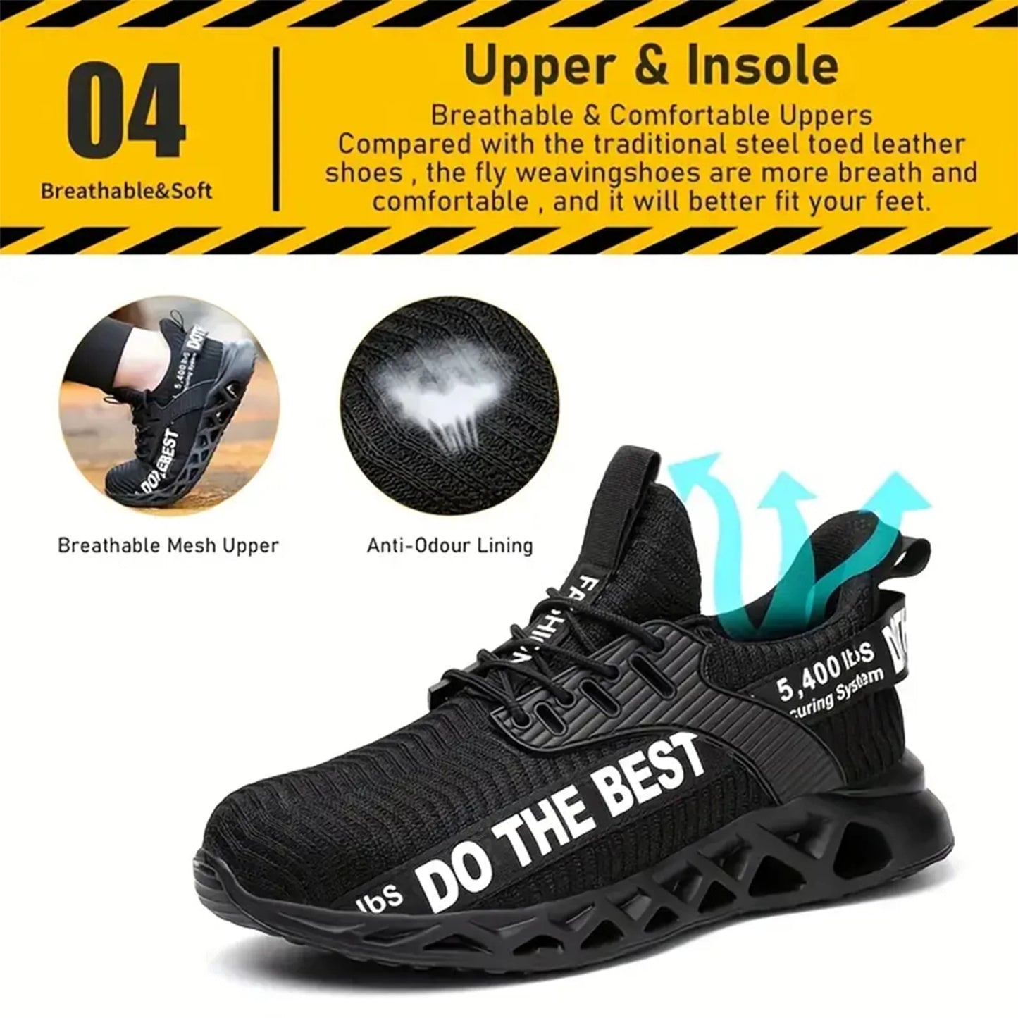 Indestructible Steel Toe Shoes for Men Women Anti-Puncture Work Shoes Comfortable Breathable Work Safety Protective Sneakers