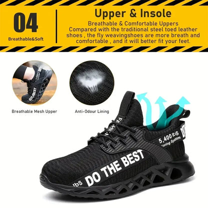 Indestructible Steel Toe Shoes for Men Women Anti-Puncture Work Shoes Comfortable Breathable Work Safety Protective Sneakers