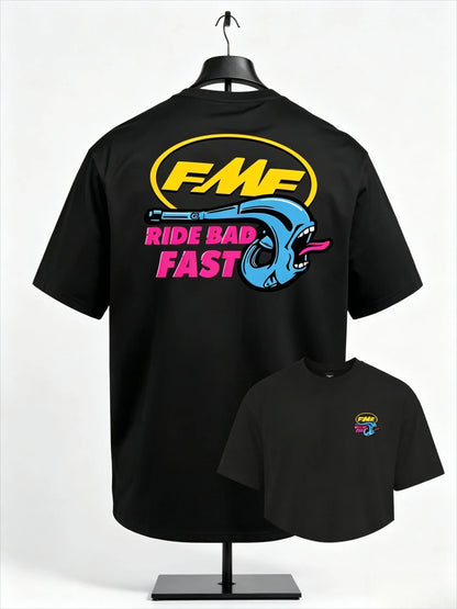 FMF Ride Bad Fast Motocross T Shirt for Men 100% Cotton Dirt Bike Racing Graphic Tee Casual Short Sleeve White 2026 New