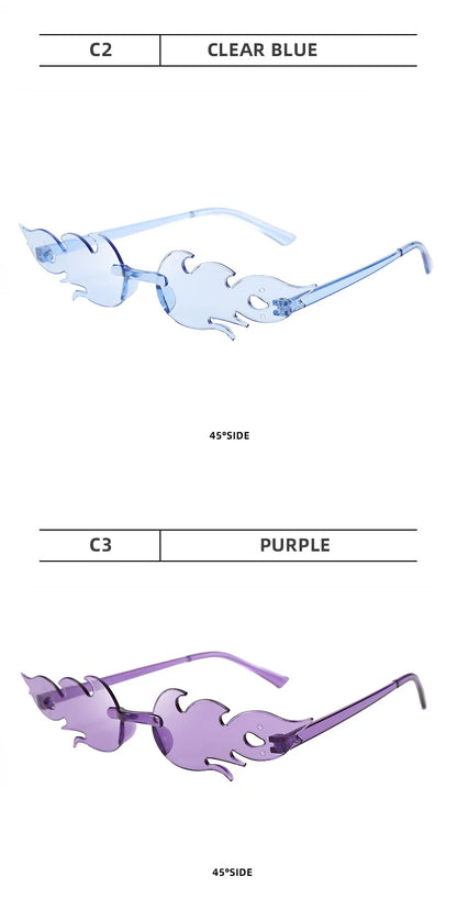 Flame Sunglasses Rimless Personality Colorful Ball Party Sunglasses Candy Hip-hop Fruit One-piece Glasses