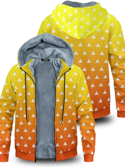 Anime Velvet Thick Warm Winter Oversized Hoodie Coat Zip Up Sweatshirt Winter Top Plus Size Coat Plush Jackets