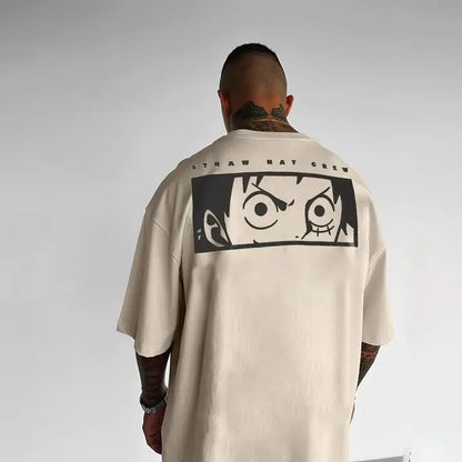 Oversized One Piece Straw Hat Crew Anime T Shirt Men Summer Cotton Loose Streetwear Casual Short Sleeve Graphic Tee Y2k Clothes