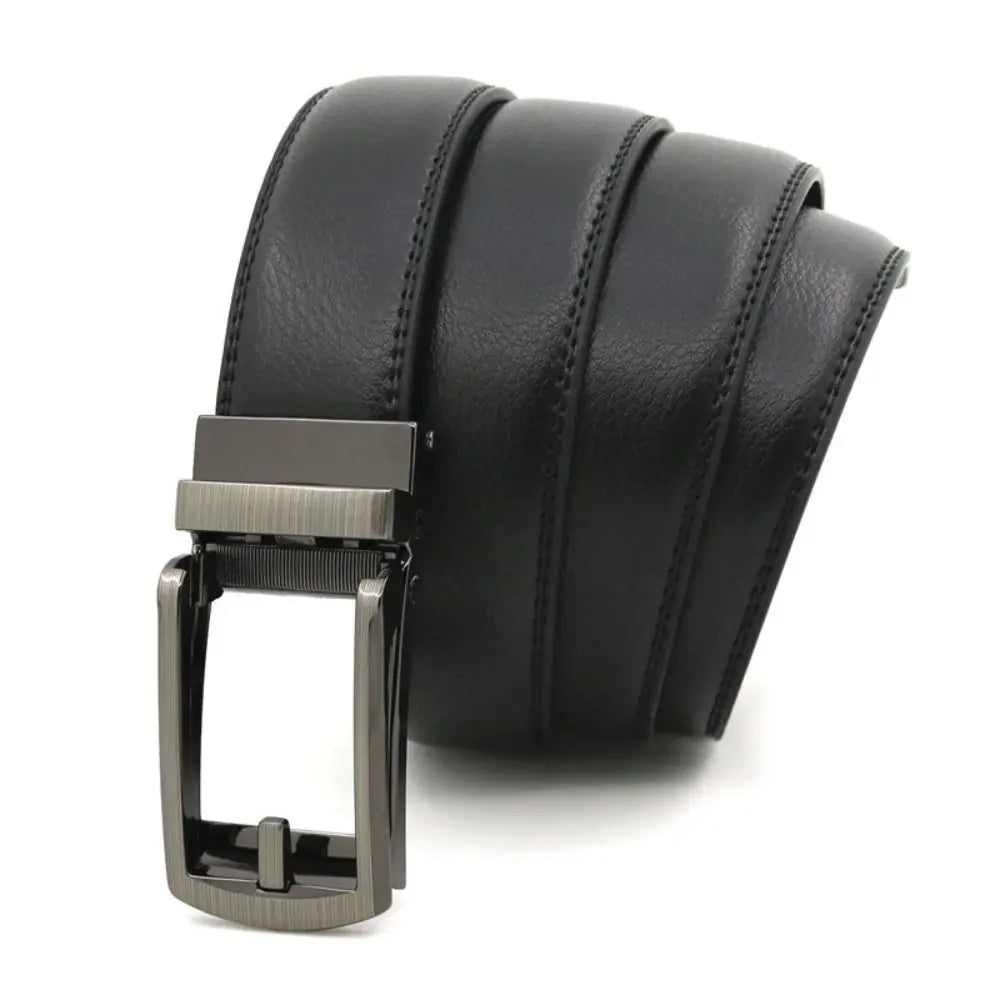 Men's Click Belt Automatic Buckle 110cm 120cm 130cm Comfort Leather Ratchet Dress with Slide Buckle Adjustable Trim