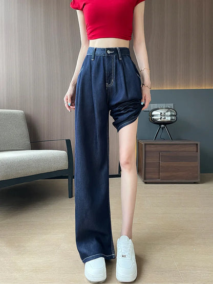 Women's New Tencel Thin Section Jeans Wide-Leg Pants