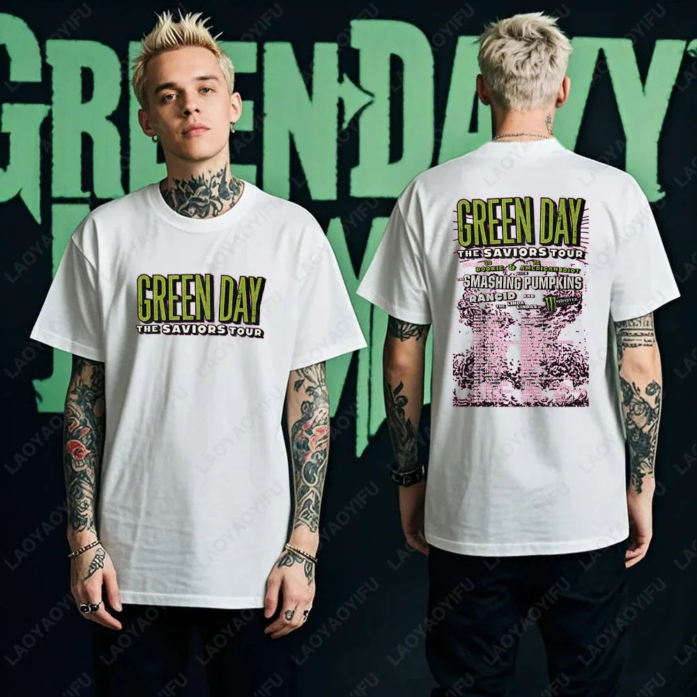 Green Day Tour 2025 Asia and Australia Tour Graphic T Shirts Summer Woman Man Fans High Quality Cotton T-shirt Music Festival