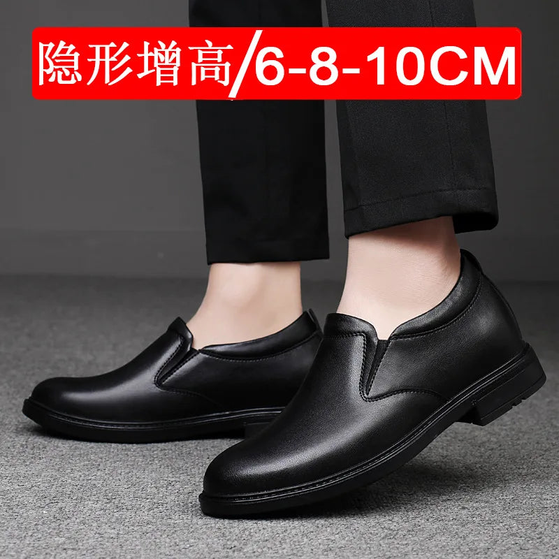 Height Increasing Shoes for Men 6cm 8cm Invisible Elevator Leather Casual Shoes Leathe Zapatillas De Hombre Large-sized Shoes