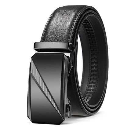 Automatic Buckle Belt for Men, High Quality Genuine Leather Belt, Adjustable Ratchet Belt Fashion Designer Belt Men