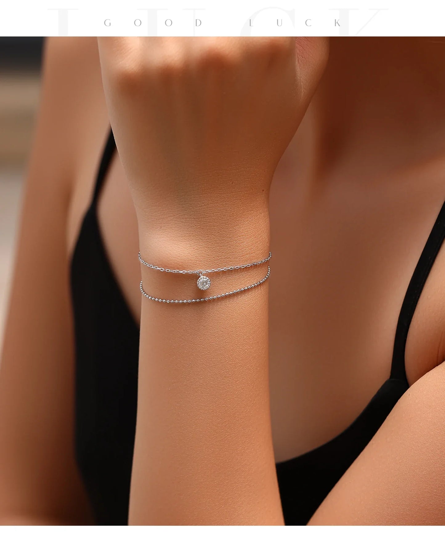 D Color Moissanite Bracelet 925 Sterling Silver Double Layer Lab Diamond Simple Bracelets For Women Fine Jewelry Gifts