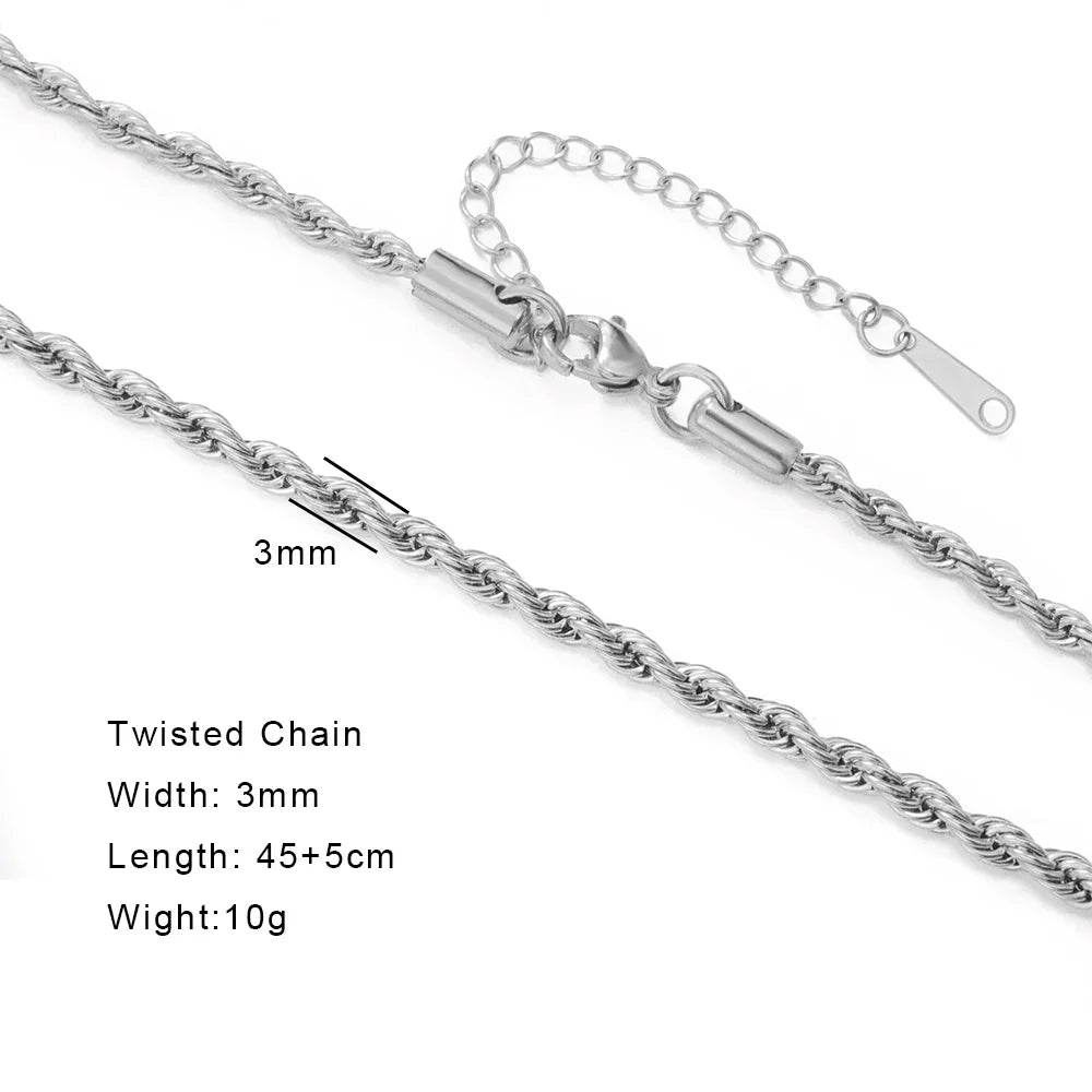 Stainless Steel Gold Color Chain Necklace Women Minimalist Cuban Paperclip Twisted Snake Chain Fashion Jewelry Wholesale