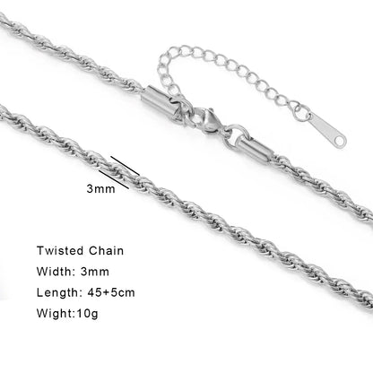 Stainless Steel Gold Color Chain Necklace Women Minimalist Cuban Paperclip Twisted Snake Chain Fashion Jewelry Wholesale