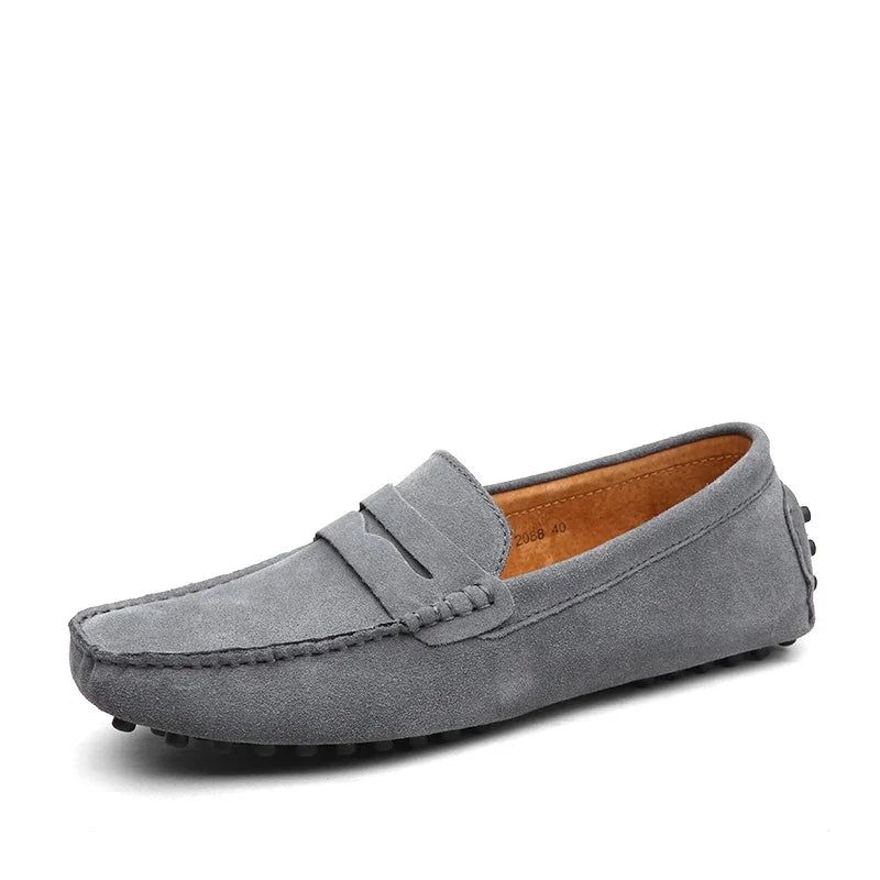 High Quality Suede Men Casual Shoes Non-slip Mens Driving Shoes Slip on Flats Loafers Leather Shoes 10 Colors Size 38-49