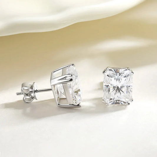 8cttw Emerald Cut D Color Real Moissanite Stud Earrings For Women 100% 925 Sterling Silver Gift Fine Jewelry