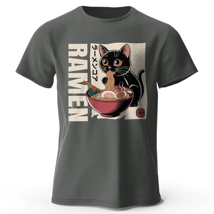 Men's Ramen Printed T-Shirt 100% Cotton Oversized Japanese Graphic Tees for Women Summer Tops Noodle Streetwear
