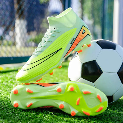 Men Professional Soccer Shoes Outdoor High-Top Sports Football Boots Long Spikes Artificial Grass Training Non Slip Sneakers