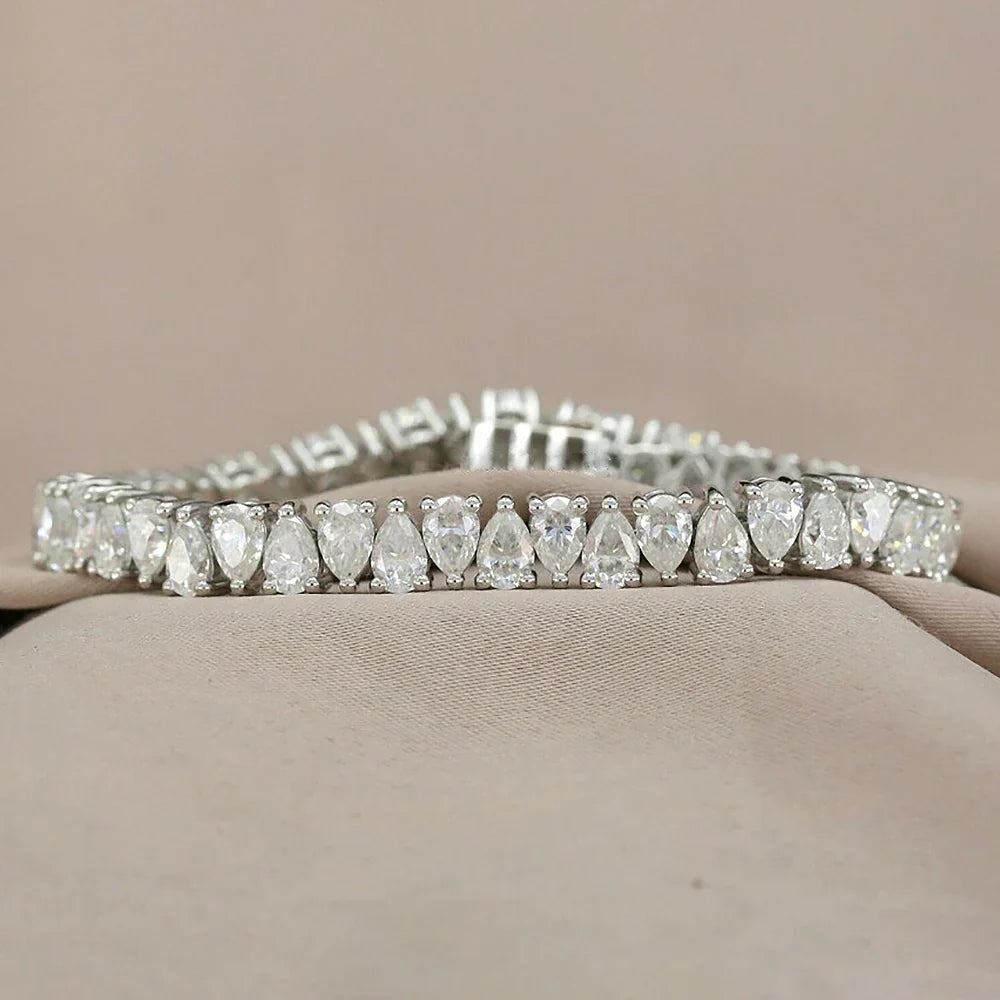 0.35carat Waterdrop Moissanite Tennis Bracelet For Women S925 Silver Pear cut Lab Diamond Engagement Bracelets With Certificate