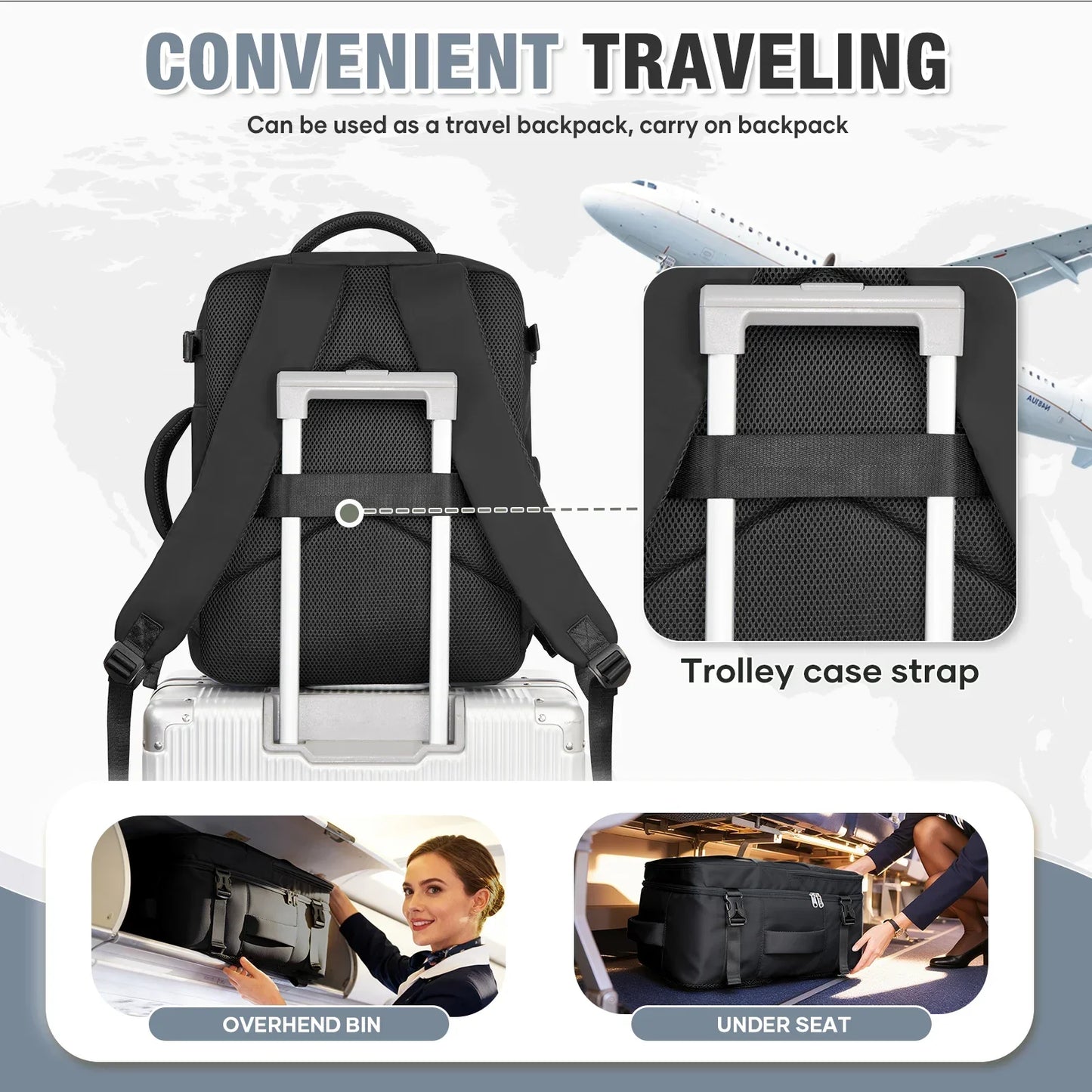 Luggage Cabin Bag, 40x30x20 Bag Men Women 15.6inch Laptop Bag Business  Travel Backpack，College School Backapck
