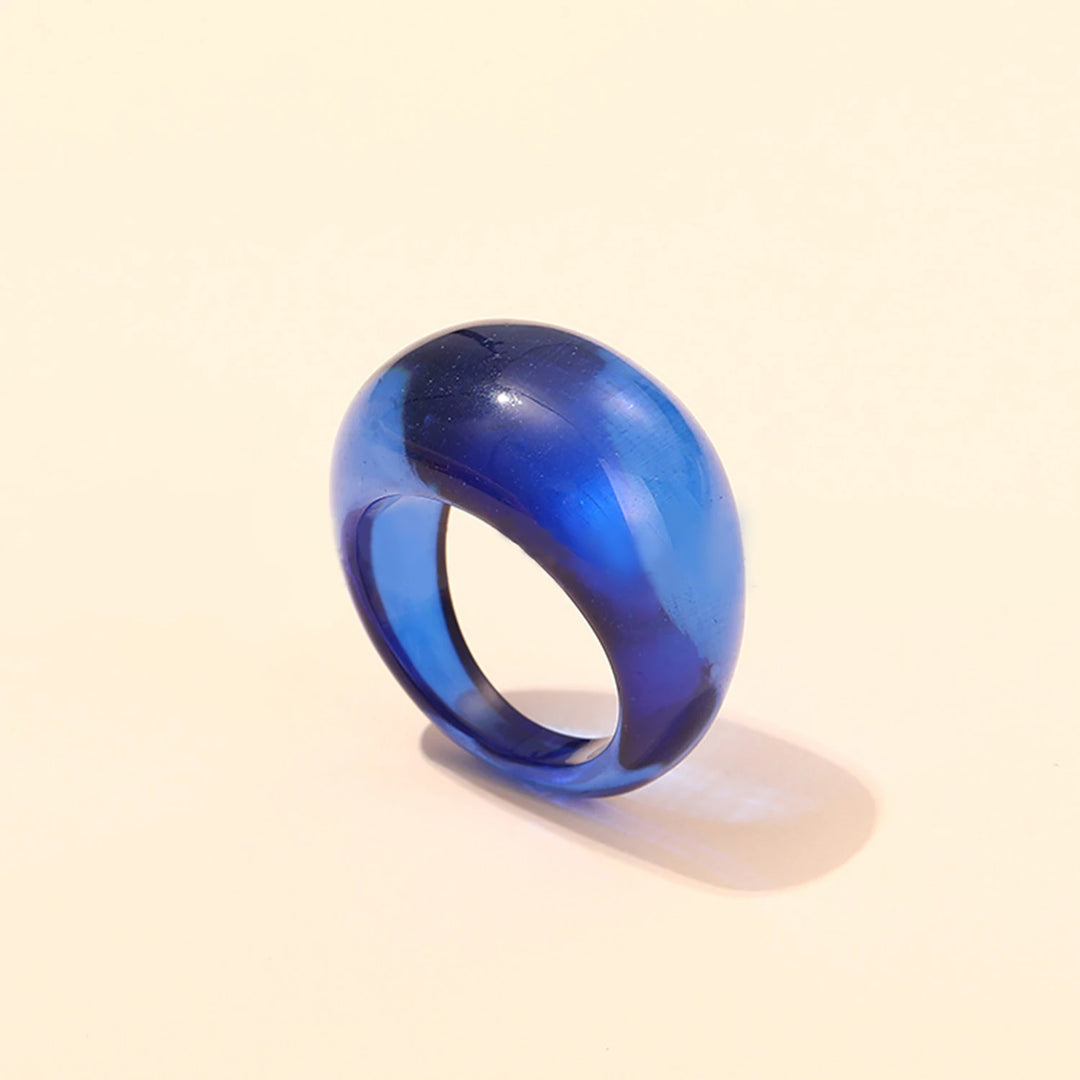 Round Rings For Women Big Kpop Finger Ring For Girls Punk Resin Ring